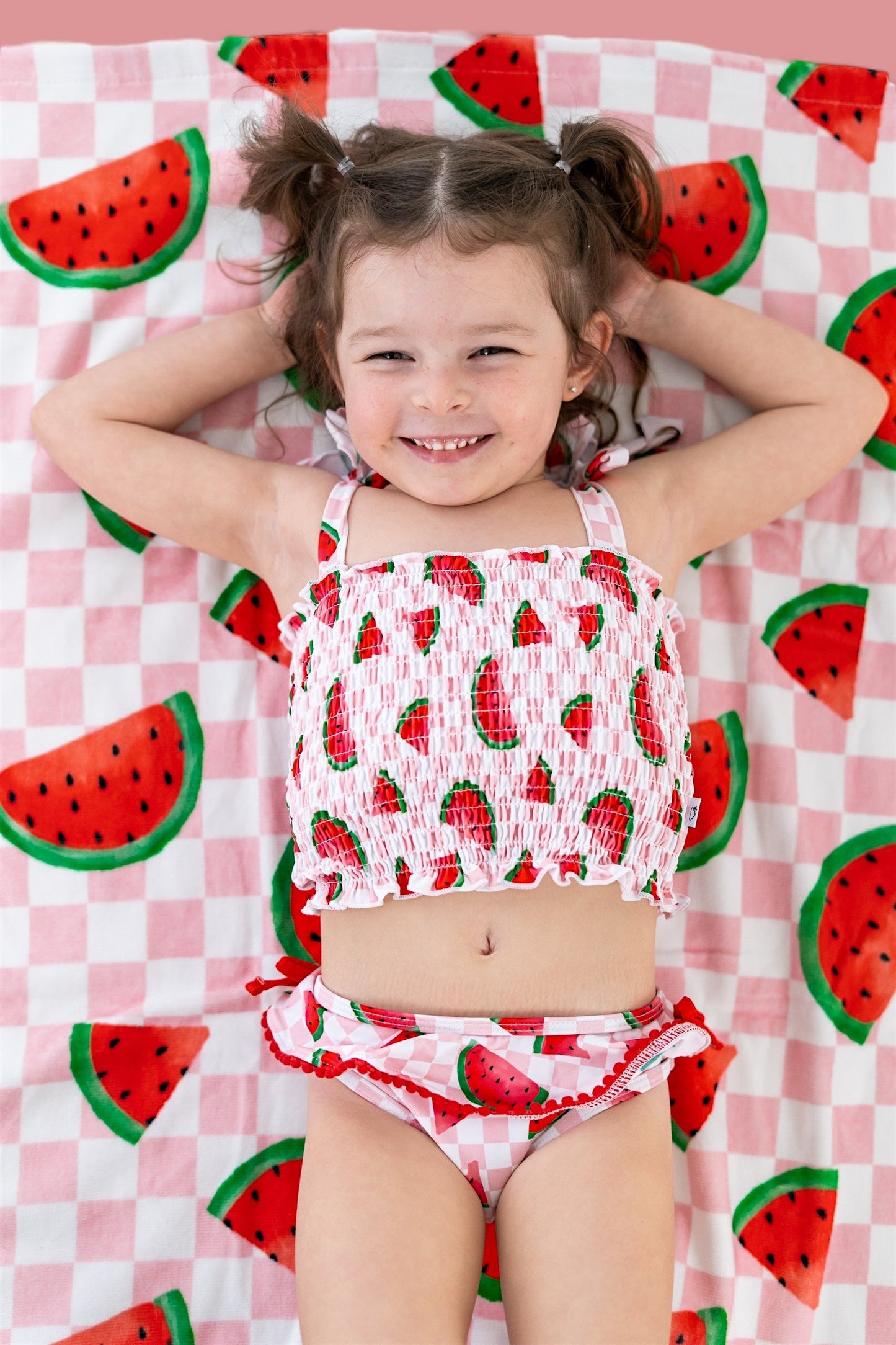 ONE IN A MELON DREAM SMOCKED TANKINI TWO PIECE SWIM SUIT
