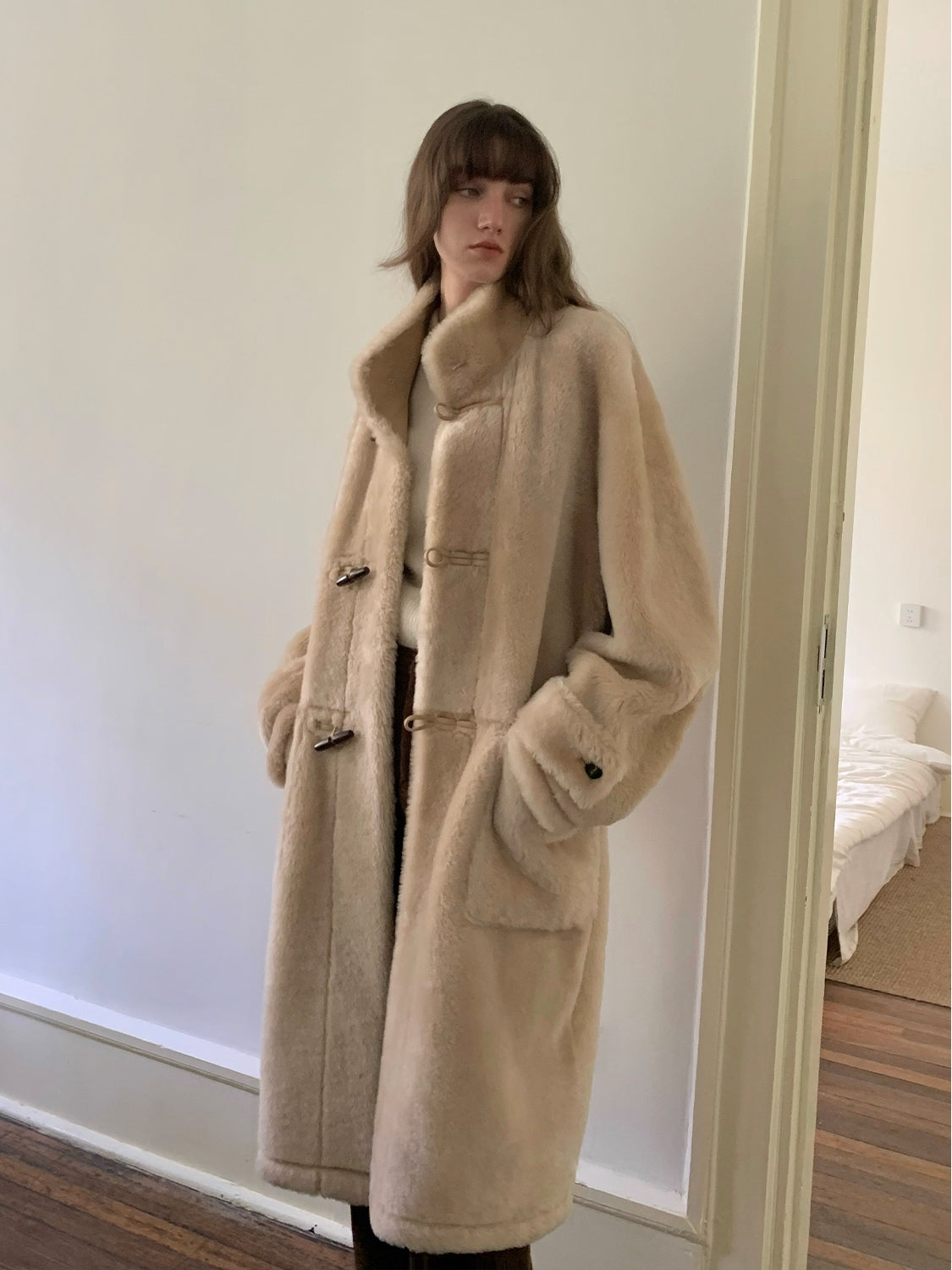 Dreamer Stand Collar Merino Long Sheepskin Jacket