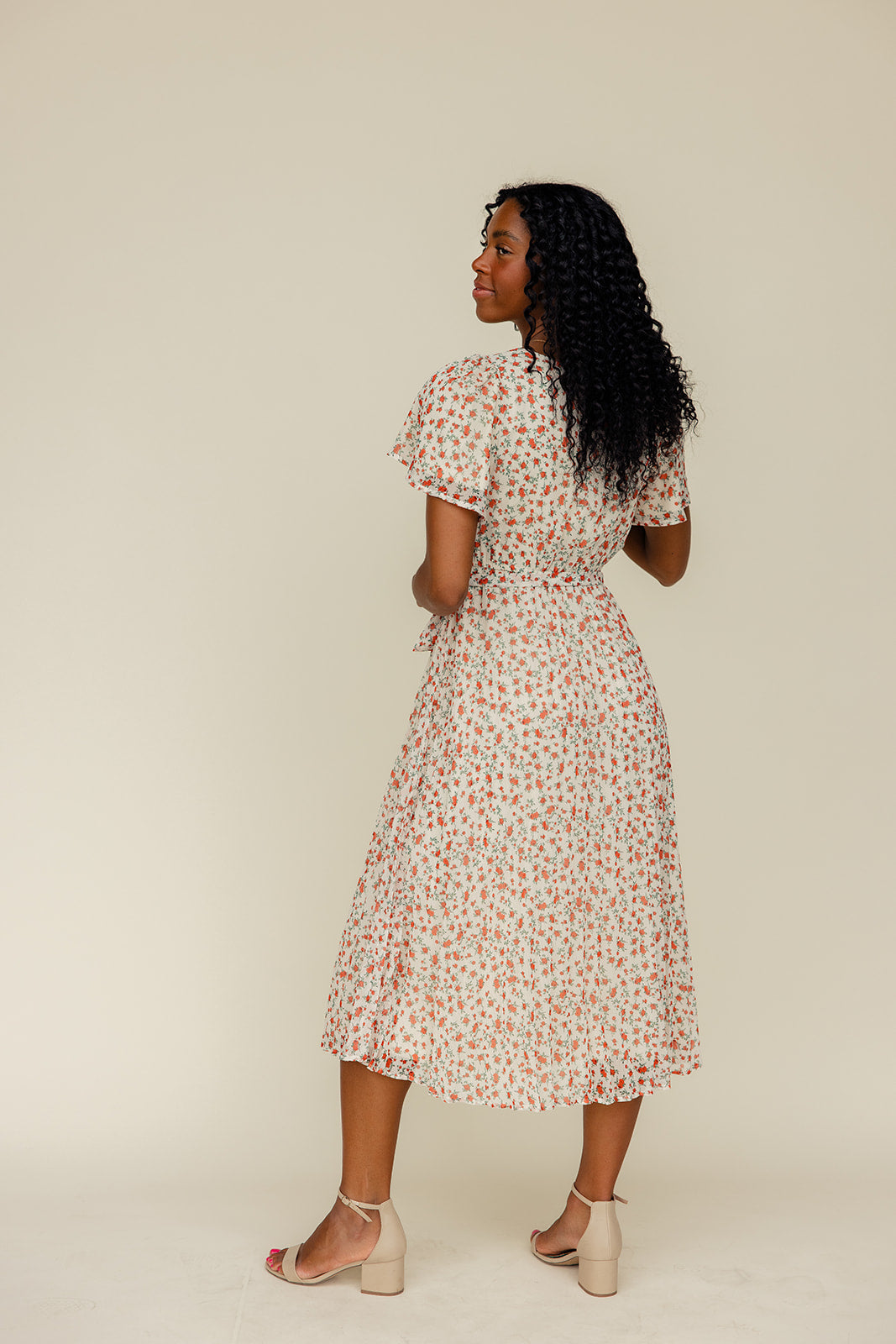 Garden Florals Flutter Sleeve Dress