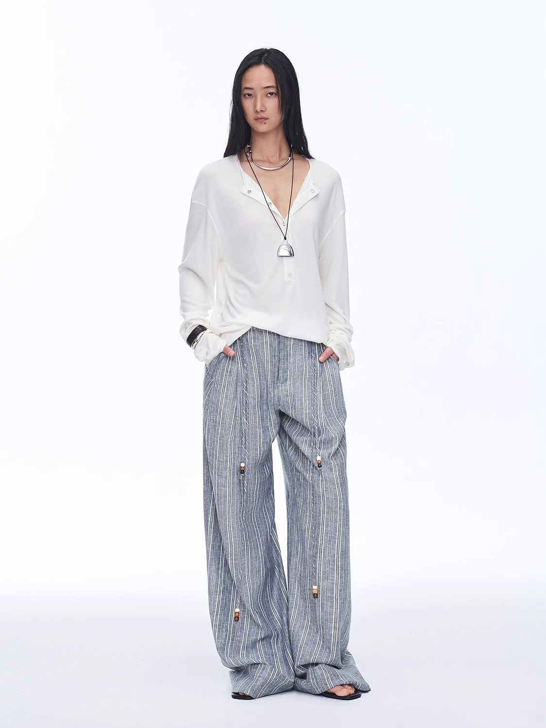 Free Afterglow Retro Style Linen Wide-Leg Casual Pants