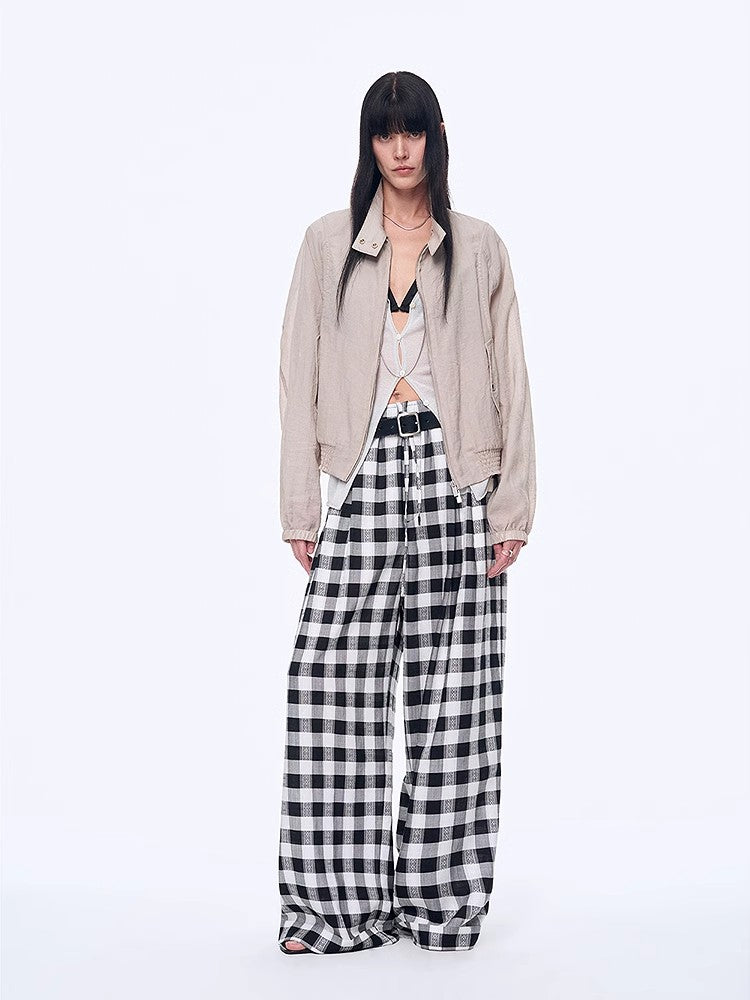 "Plaid Accent" Linen Pants