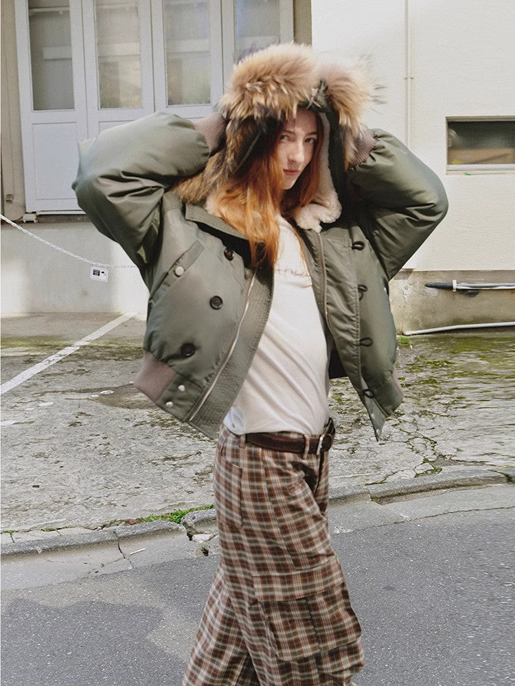 Cool and Sharp Fur Collar Jacket