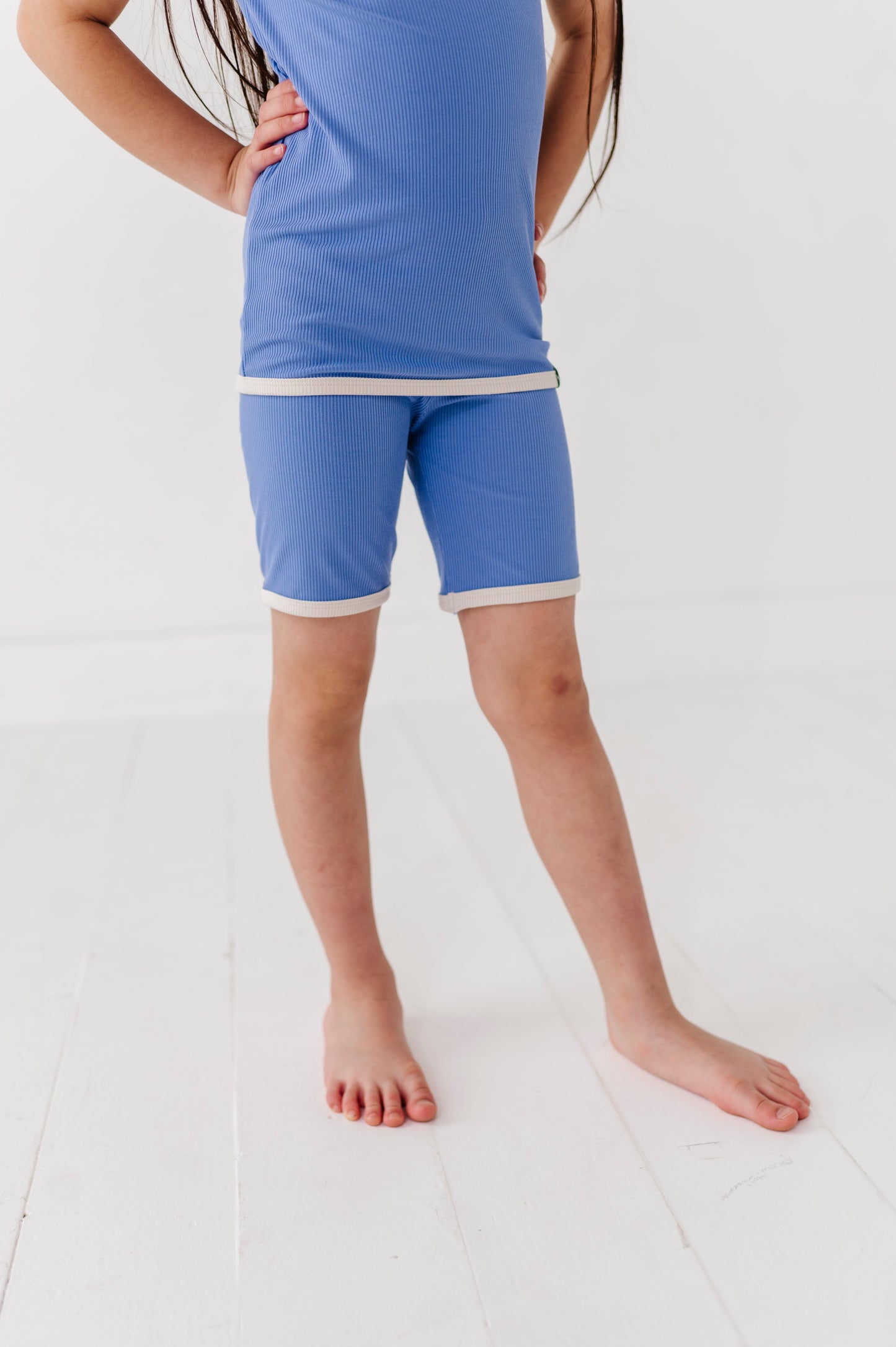 PERIWINKLE | Tee + Biker Shorts RIB SET