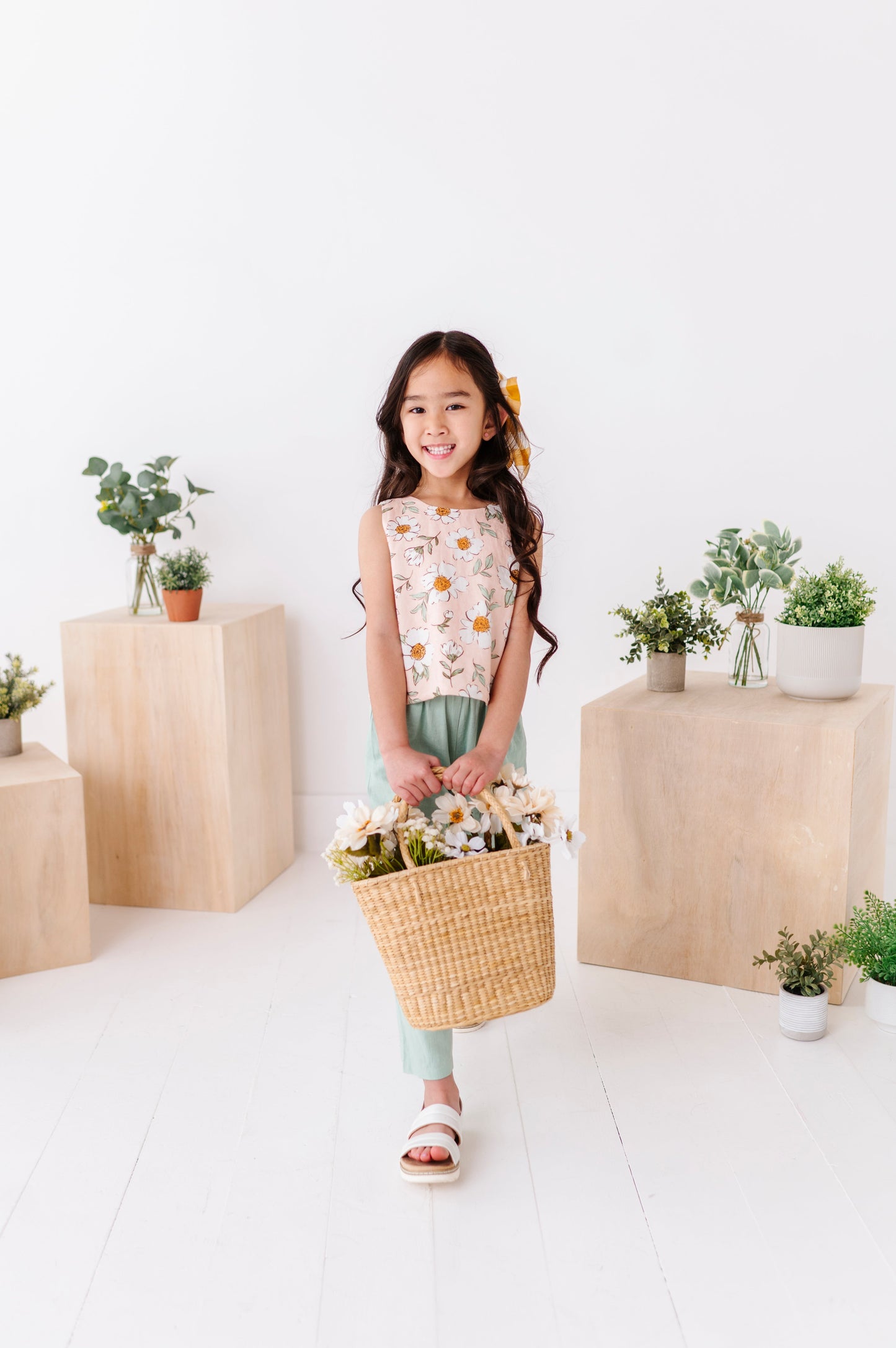 Peachy Peonies | Tie-Back + Crop Pants Set
