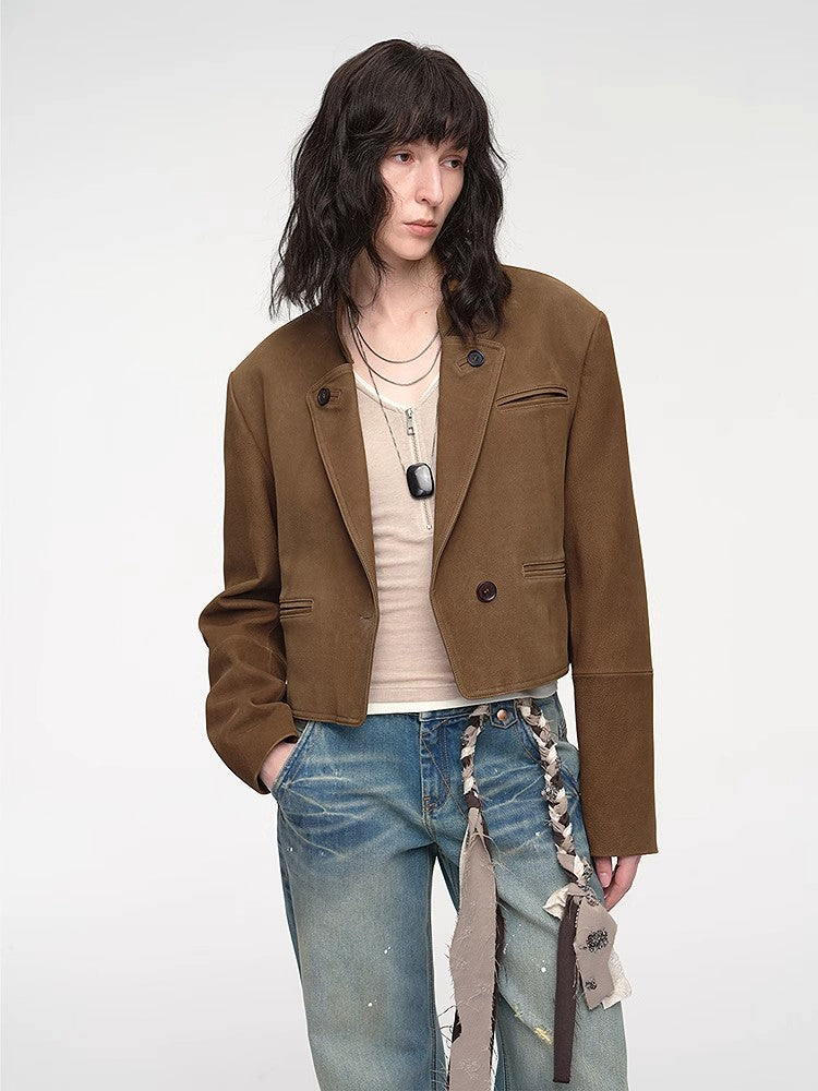 Roman Story Stand Collar Sheepskin Jacket
