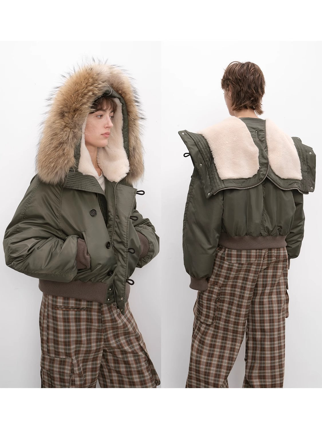 Cool and Sharp Fur Collar Jacket