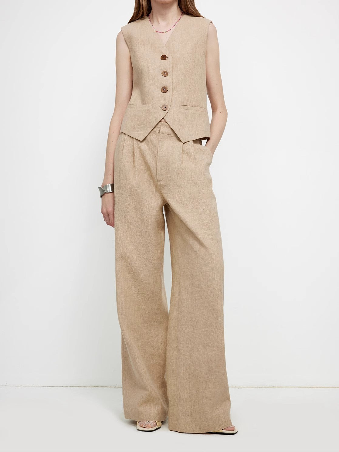"Diary of an Old Friend" Customized Breathable Ramie Oversize Suit Vest Set