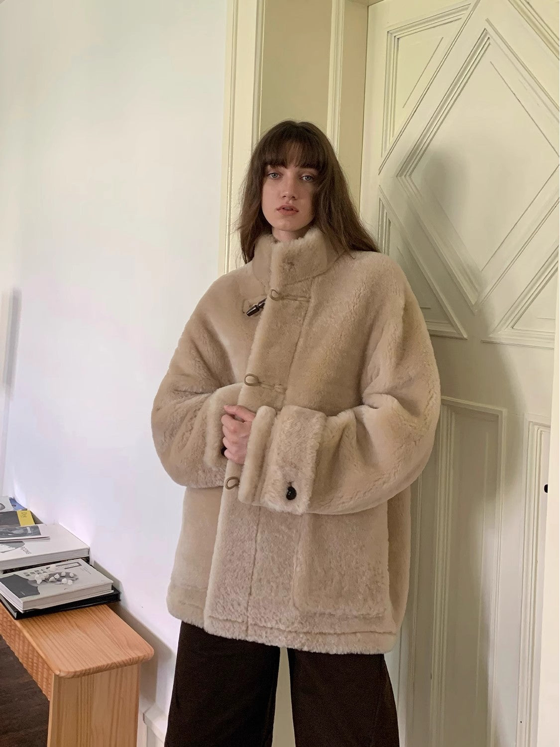 Dreamer Stand Collar Merino Long Sheepskin Jacket