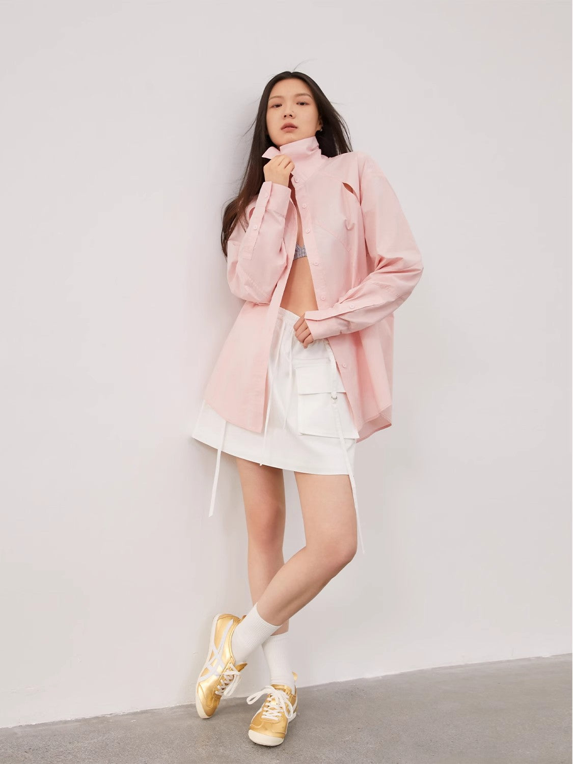 Striped Long-Sleeved Shirt Jacket