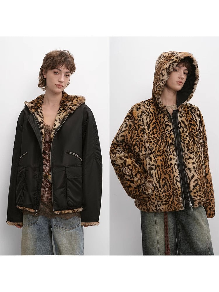 Leopard Fantasy Leopard Spot Reversible Rabbit Coat