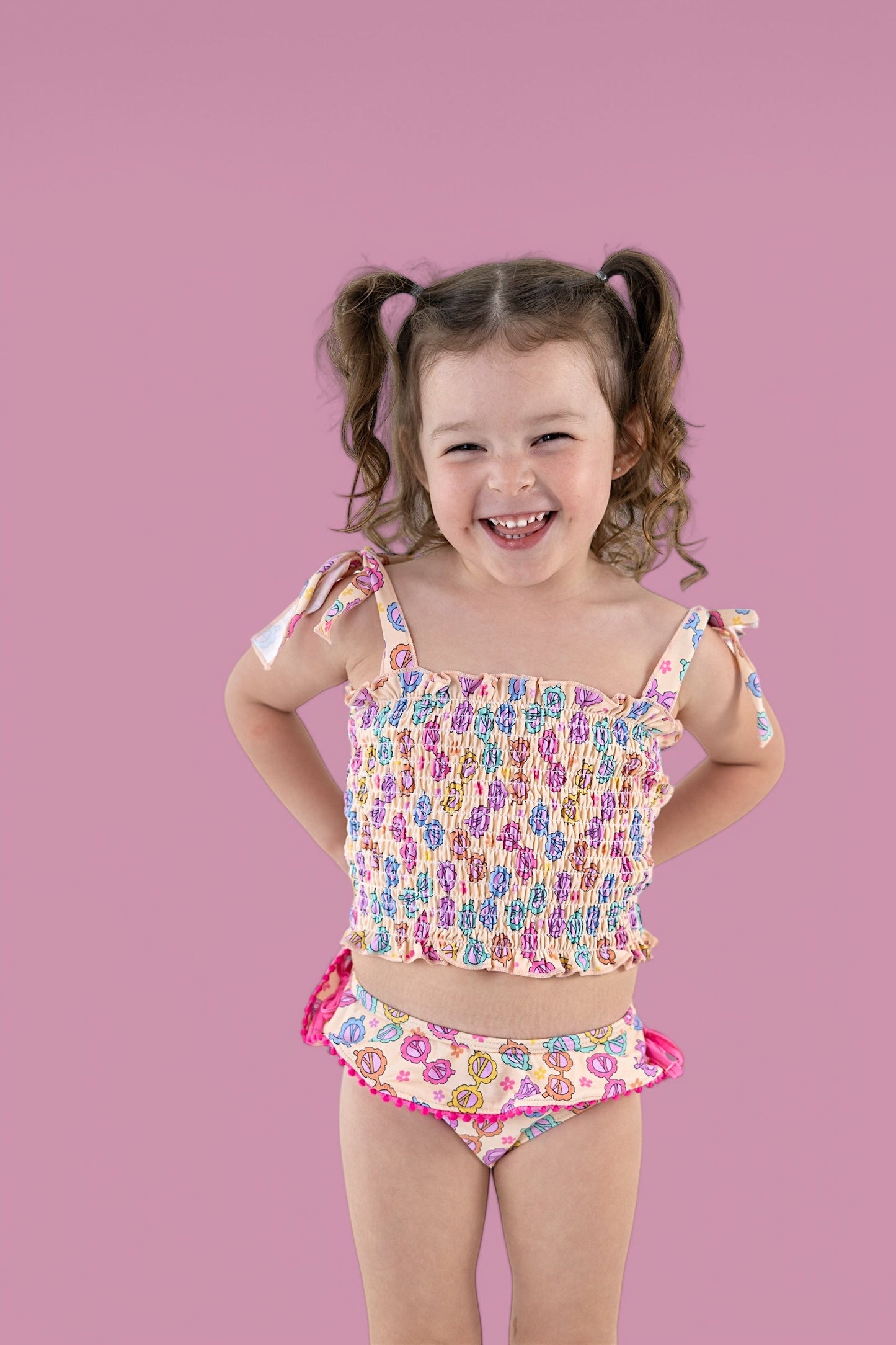 RAY OF SUNSHINE DREAM SMOCKED TANKINI TWO PIECE SWIM SUIT