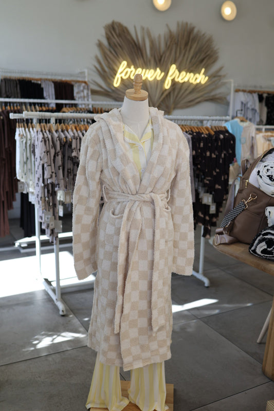 Adult Robe | Cream Checkerboard
