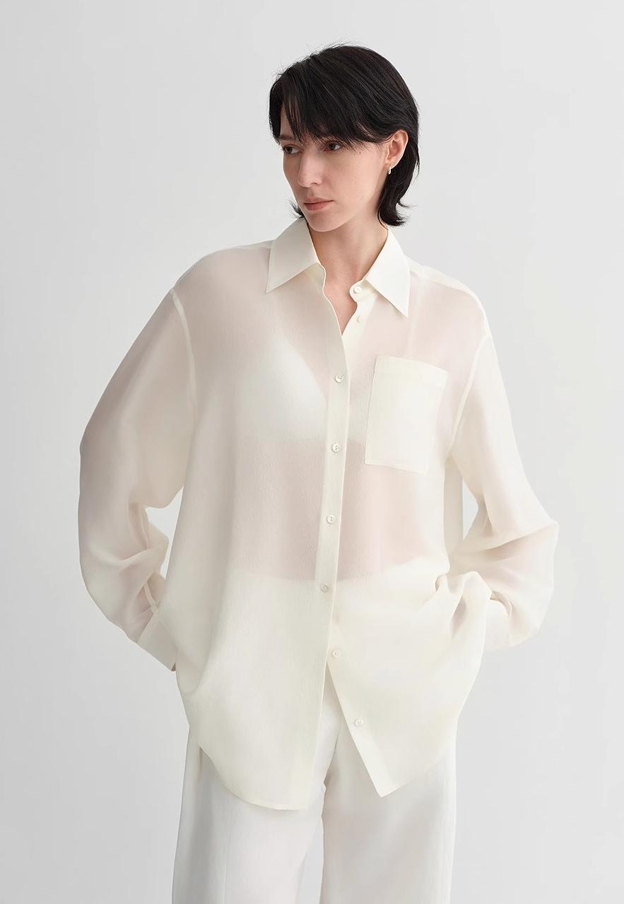 Classic Silhouette Mulberry Silk Acetate Blouse