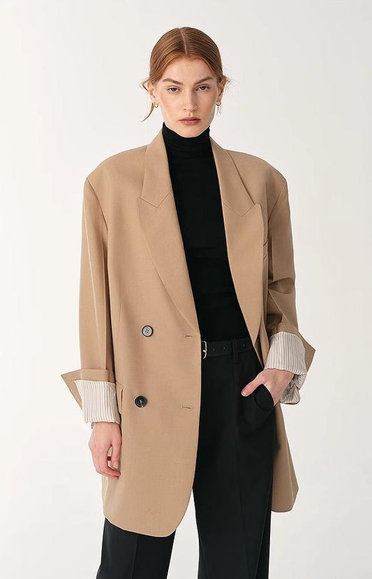 Silk Wool Peaked Lapel Suit Jacket