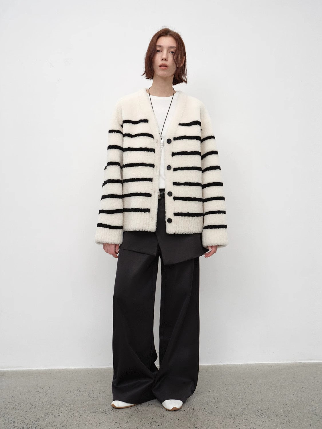 Vitality Girl Striped Merino Sheepskin Coat