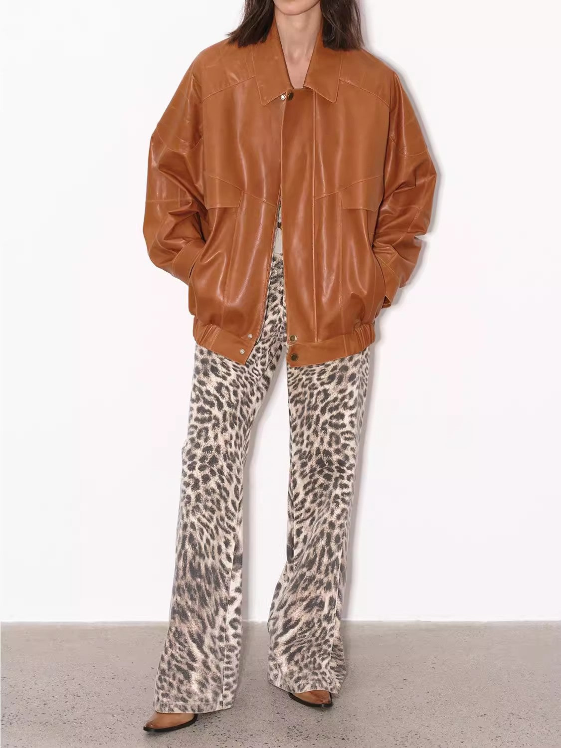 Rebel Leather Jacket With Lapel Collar