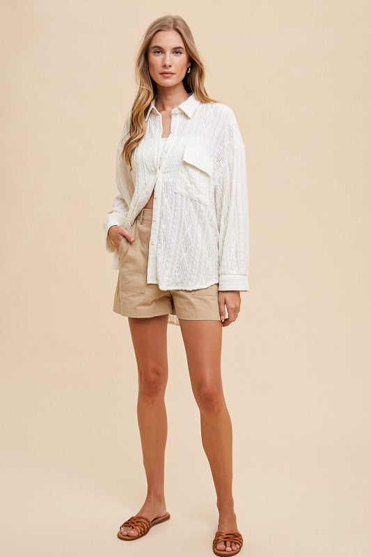 Button Down Drop Shoulder Shirt
