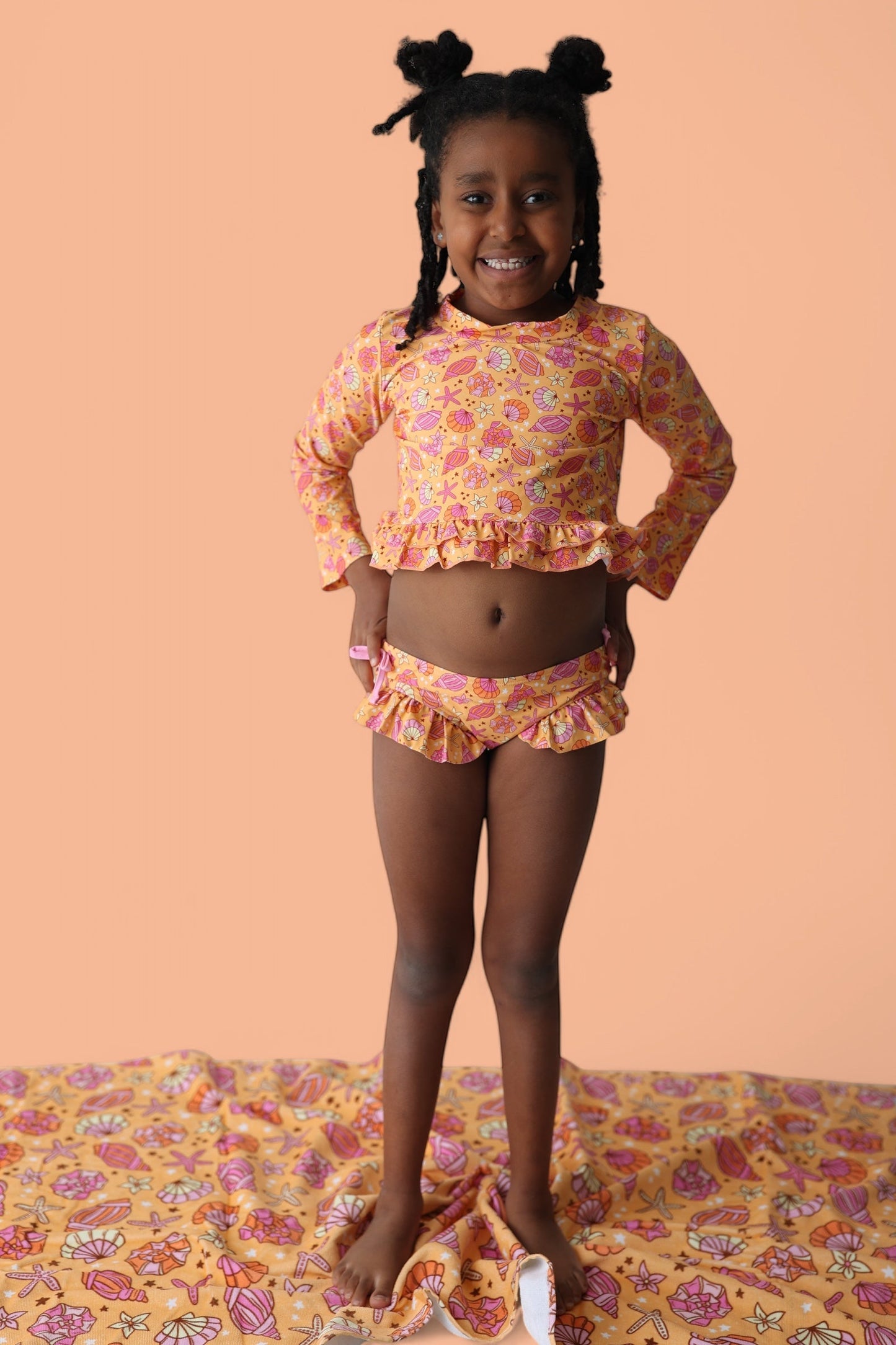 SHELLO SUMMER DREAM TWO-PIECE RASH GUARD RUFFLE SWIM SUIT