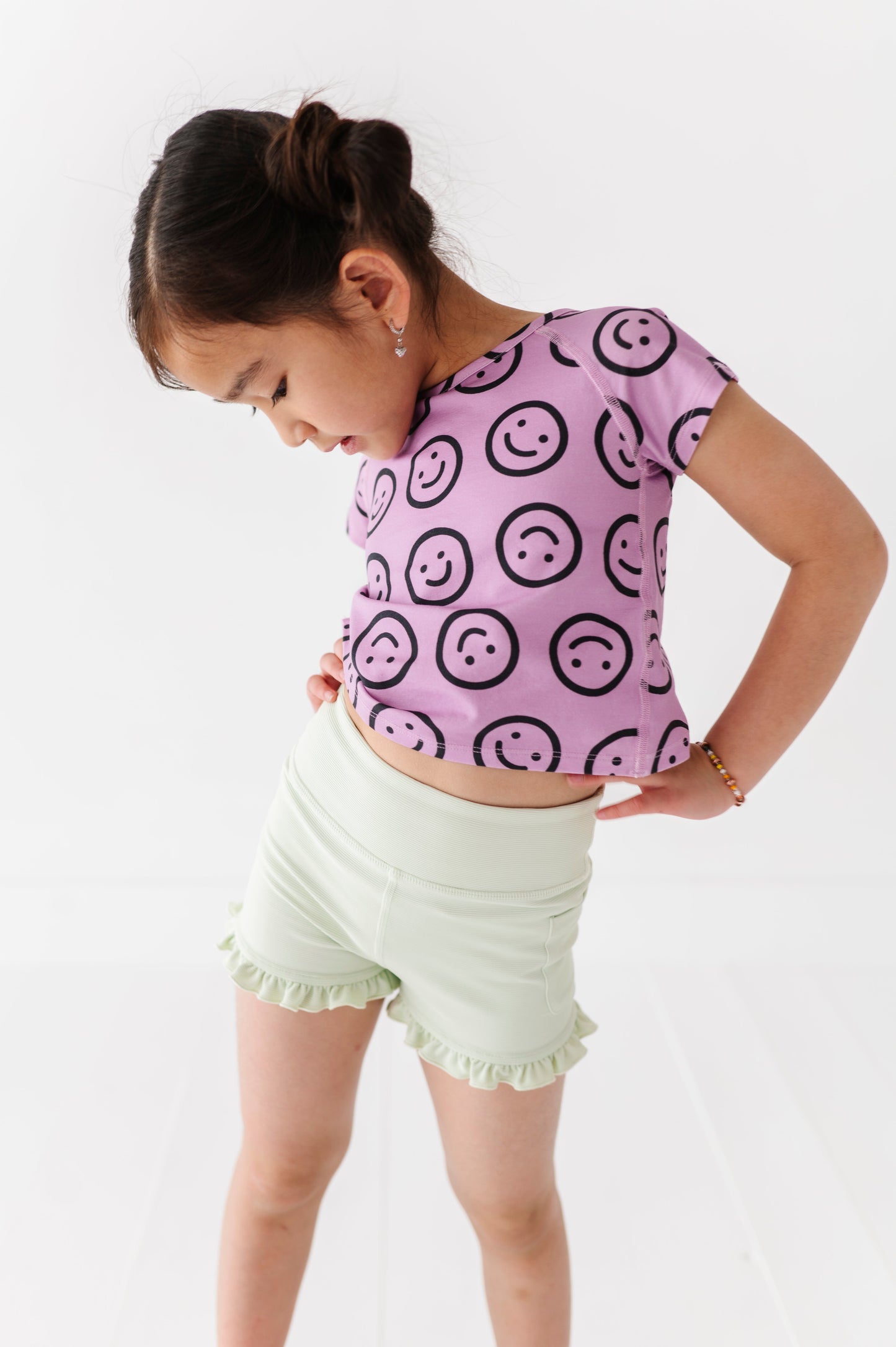 Hint of Mint | Ribbed Ruffle Yoga Shorts