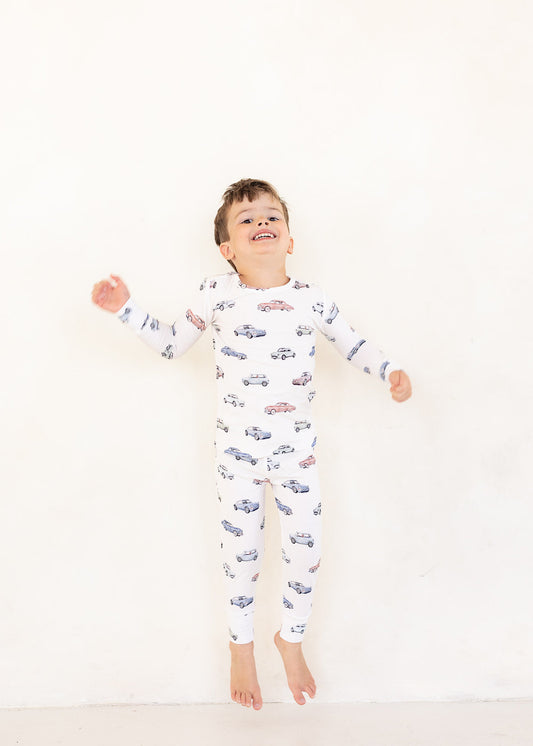 Vintage Cars (Ribbed) | Bamboo Two Piece Pajamas