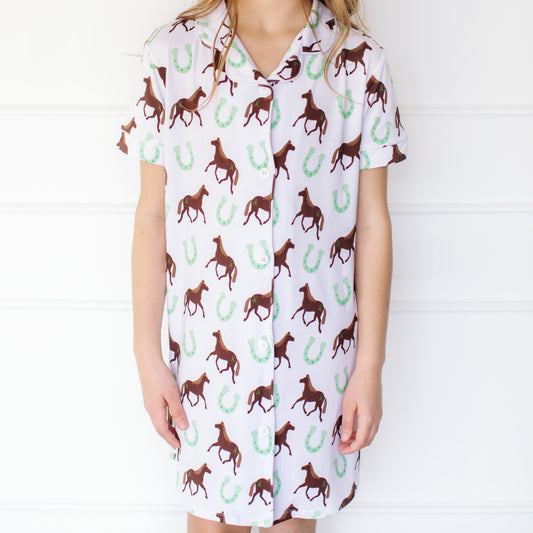 LUCKY Horse Button down Gown