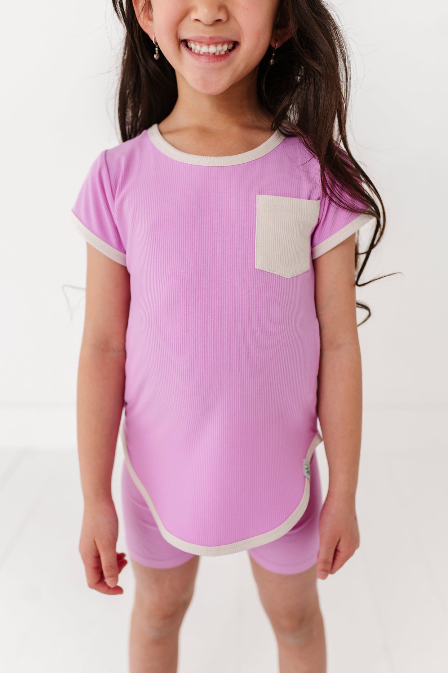 LAVENDER | T-Shirt Dress + Shorts RIB SET