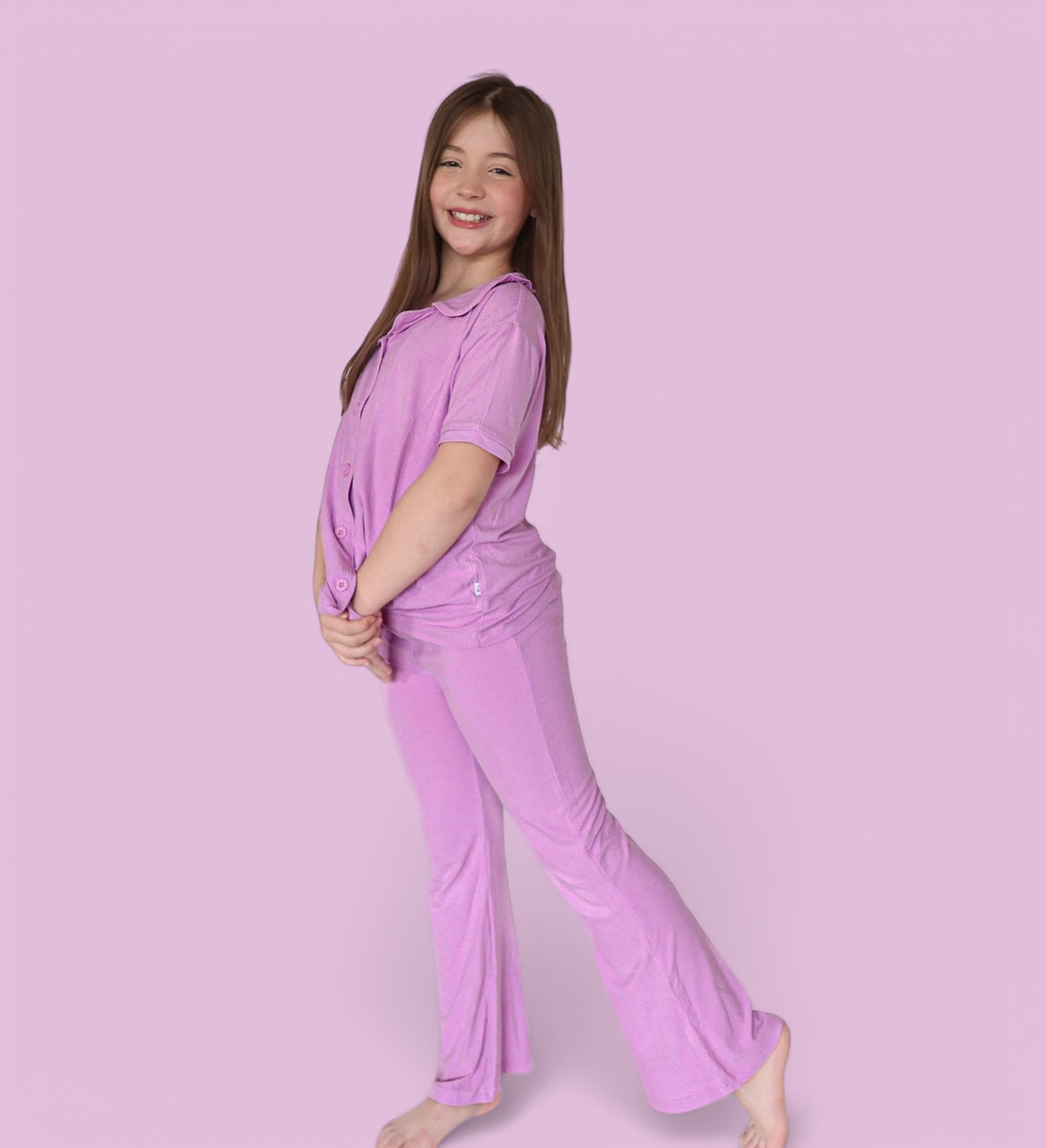 FOREVER LILAC RIB DREAM GIRL'S FLARE SET