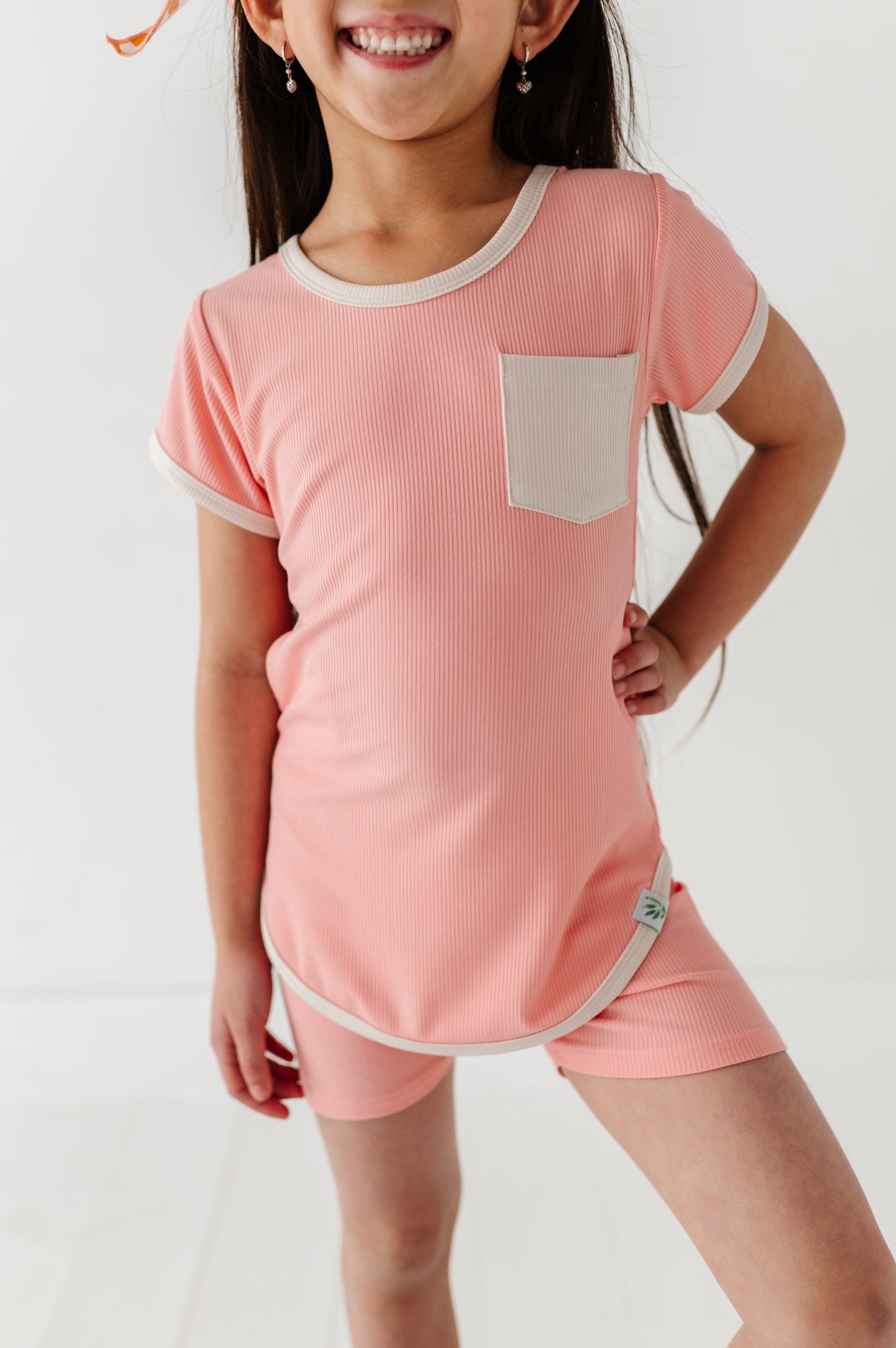 PEACHY | T-Shirt Dress + Shorts RIB SET