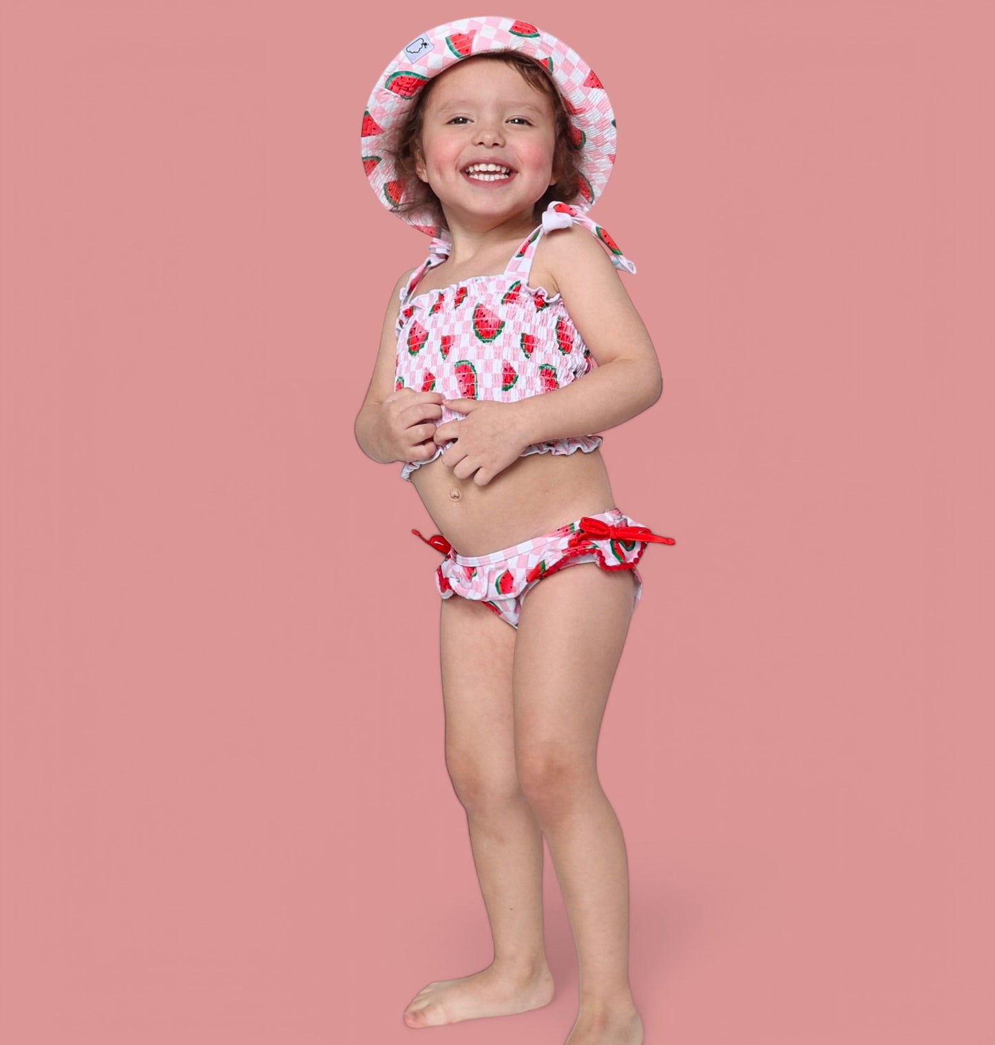 ONE IN A MELON DREAM SMOCKED TANKINI TWO PIECE SWIM SUIT