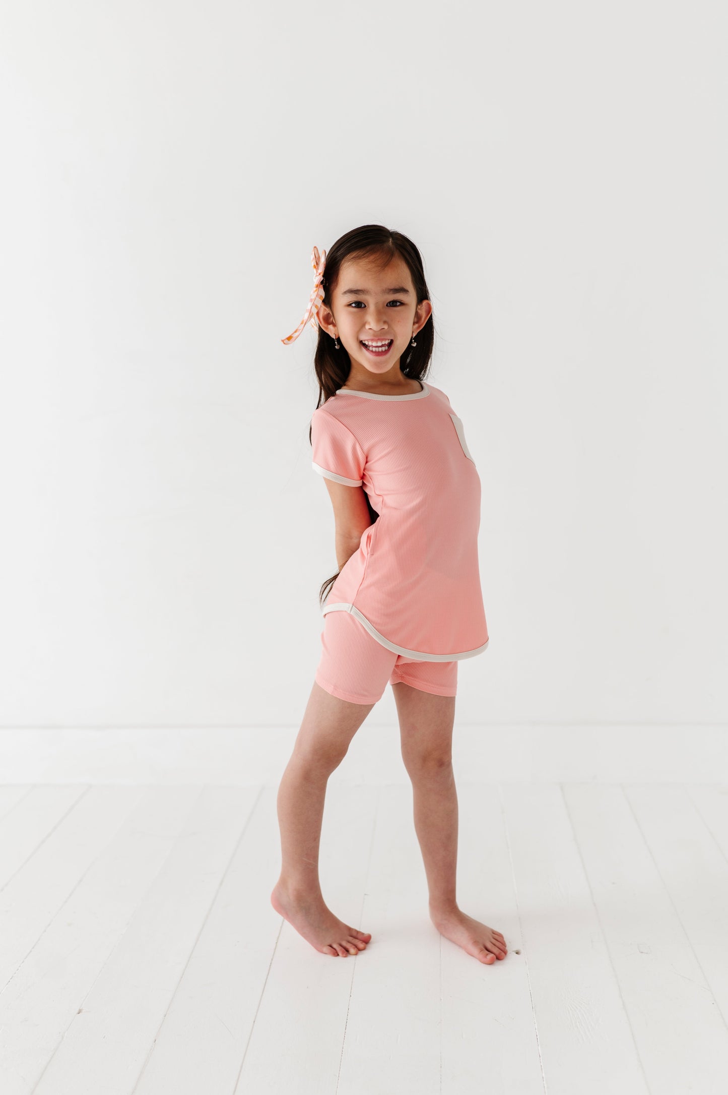 PEACHY | T-Shirt Dress + Shorts RIB SET