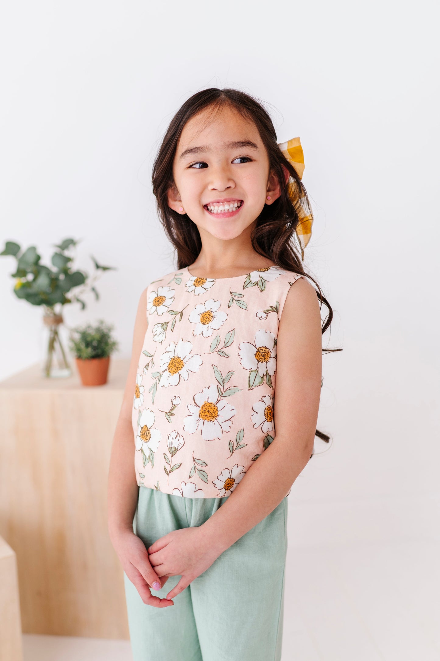 Peachy Peonies | Tie-Back + Crop Pants Set