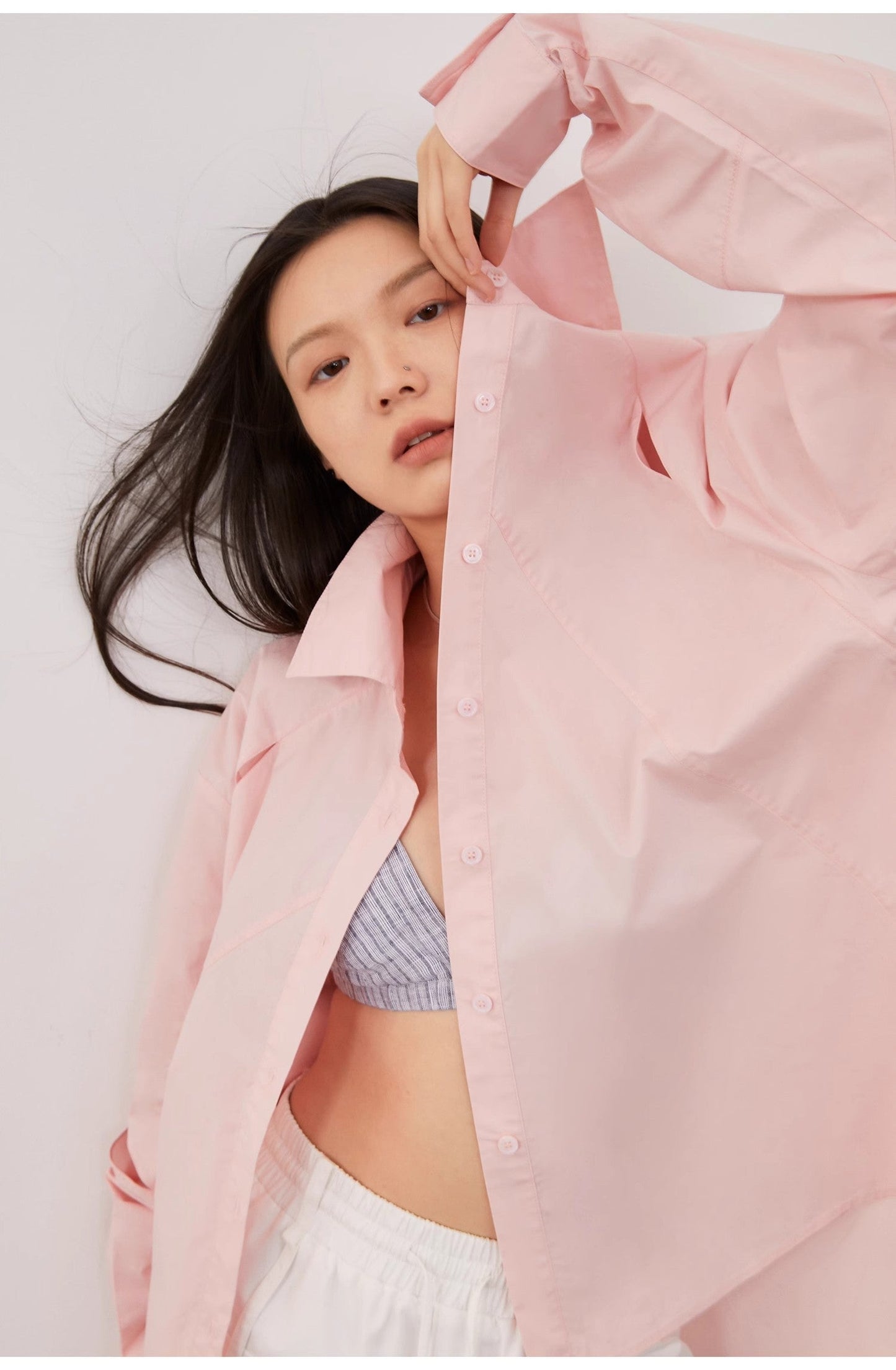 Striped Long-Sleeved Shirt Jacket