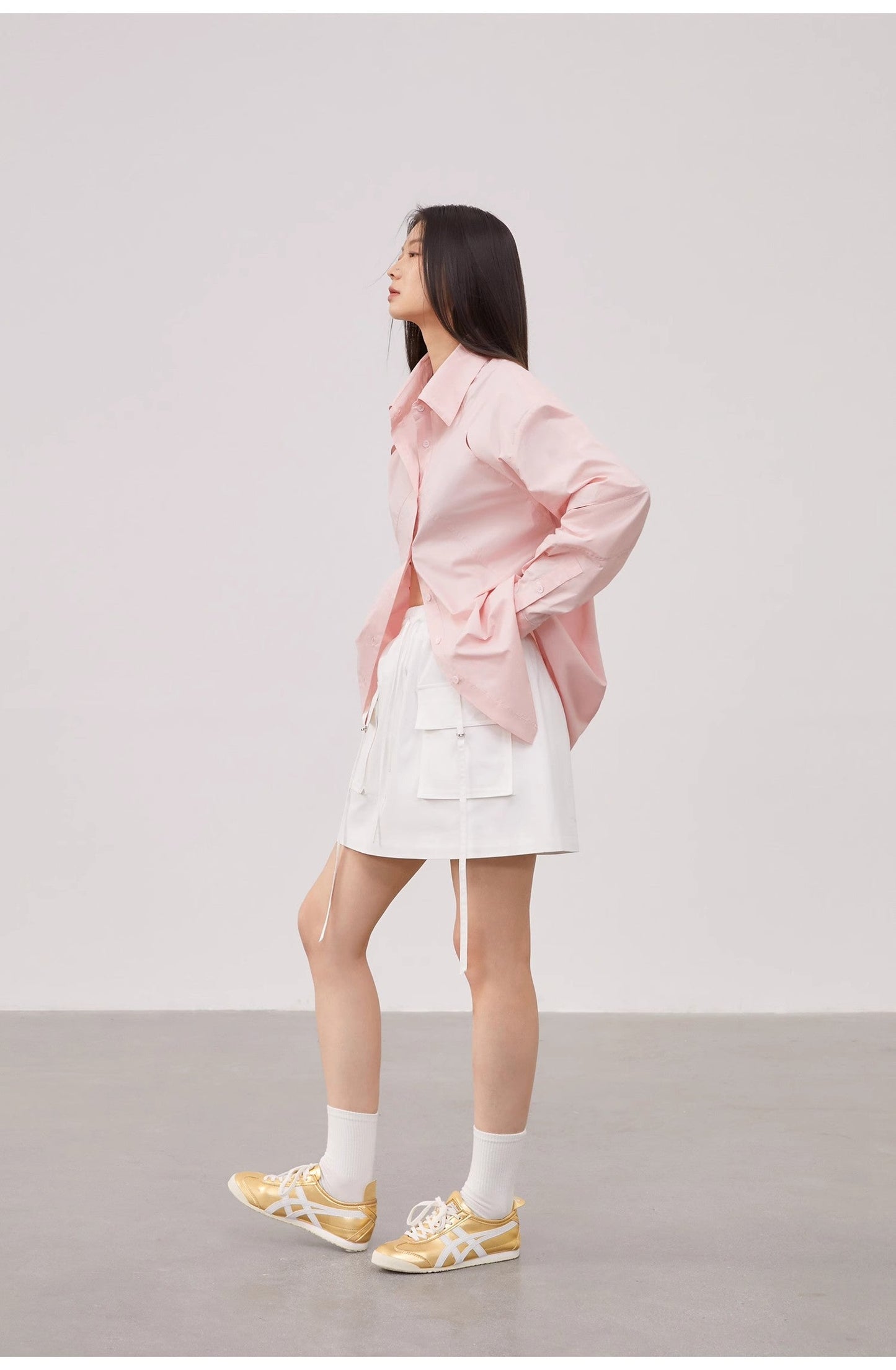 Striped Long-Sleeved Shirt Jacket