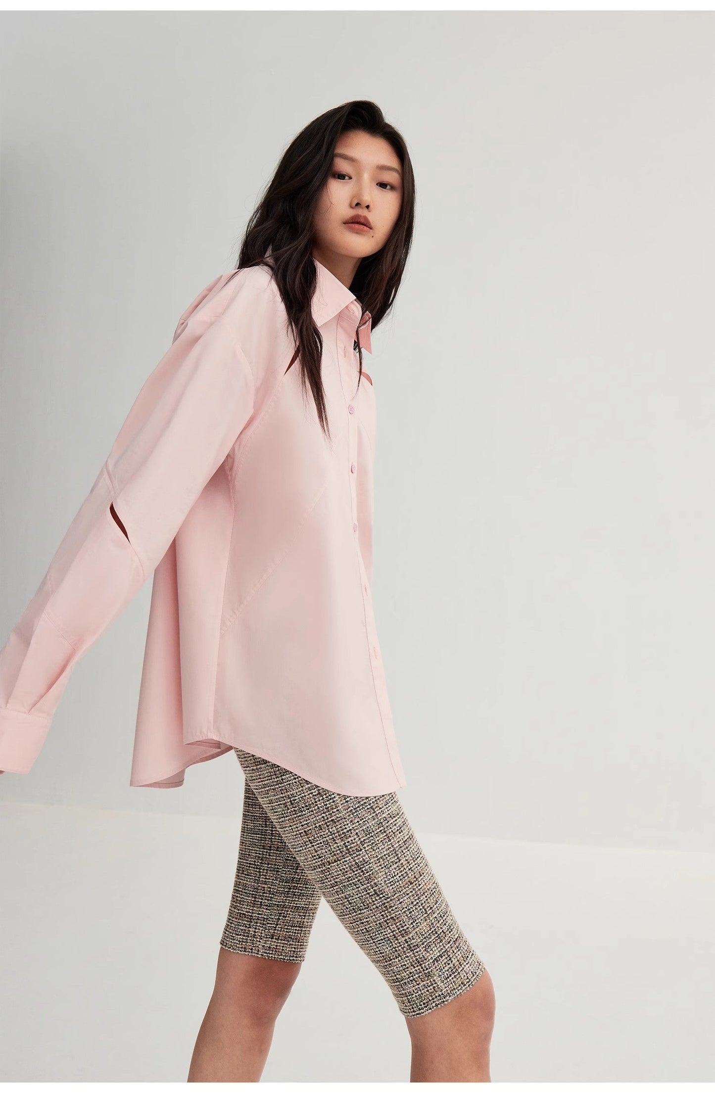 Striped Long-Sleeved Shirt Jacket