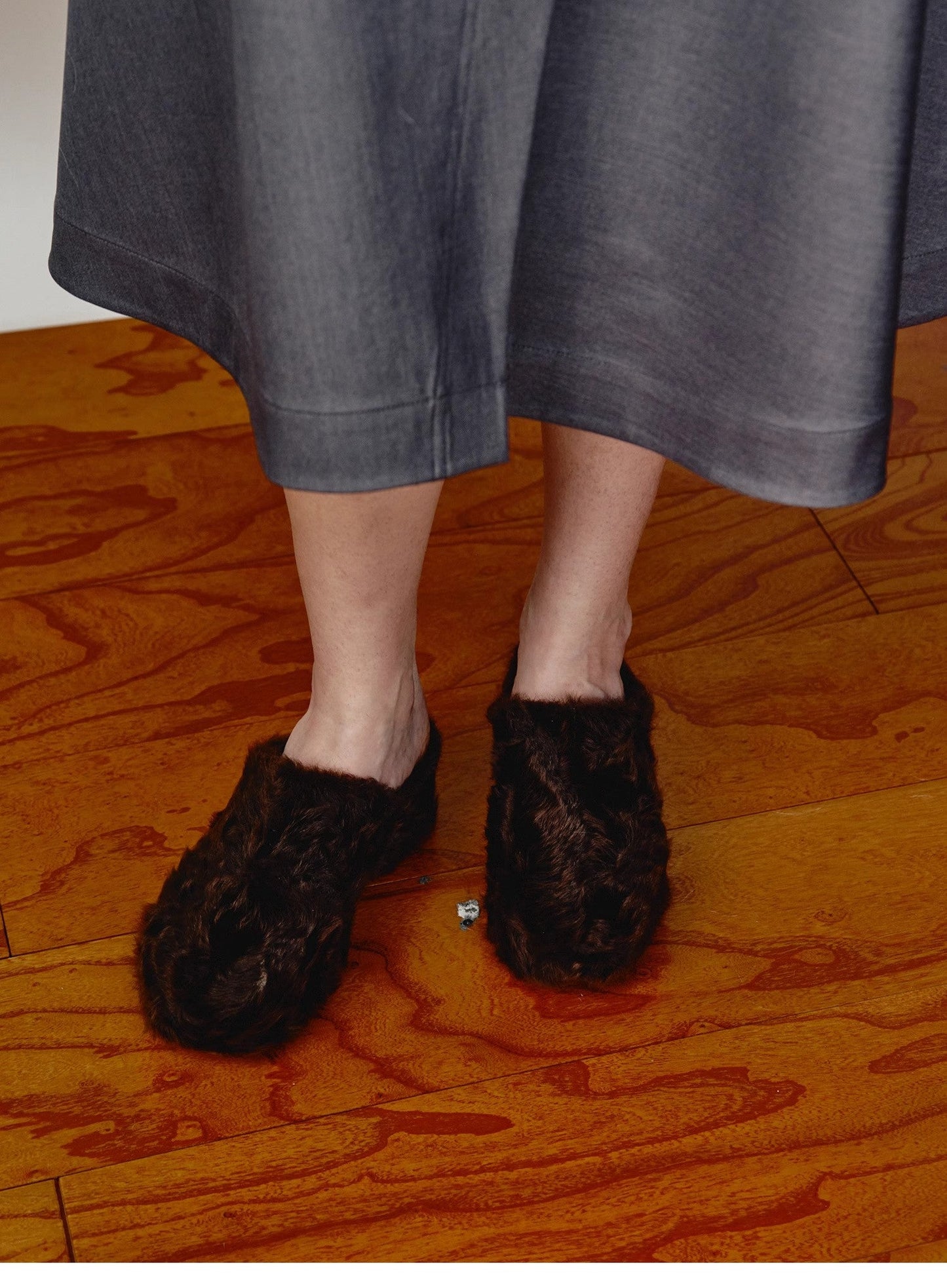 Fur-Lined Slip-On Platform Shoes