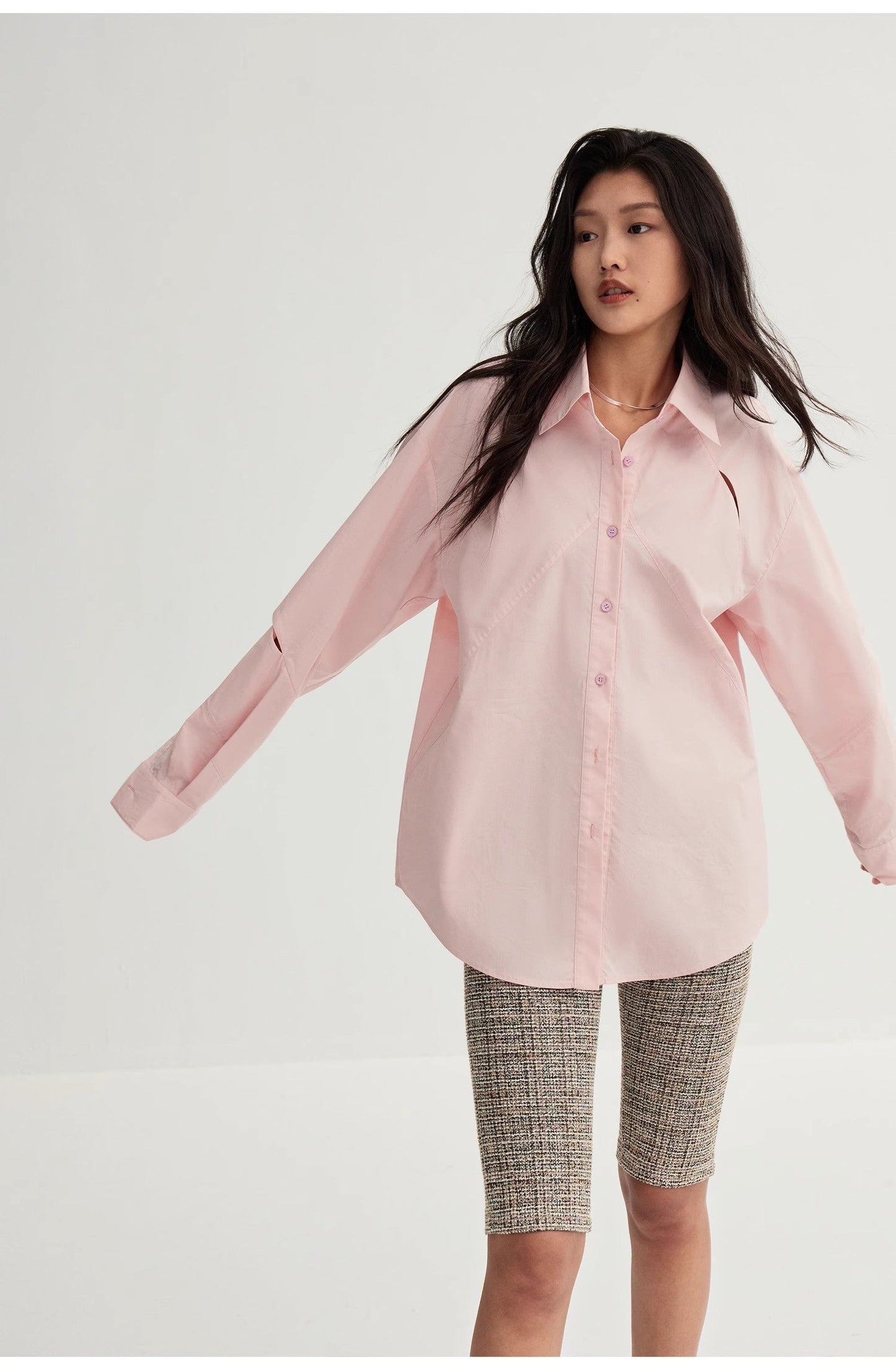 Striped Long-Sleeved Shirt Jacket