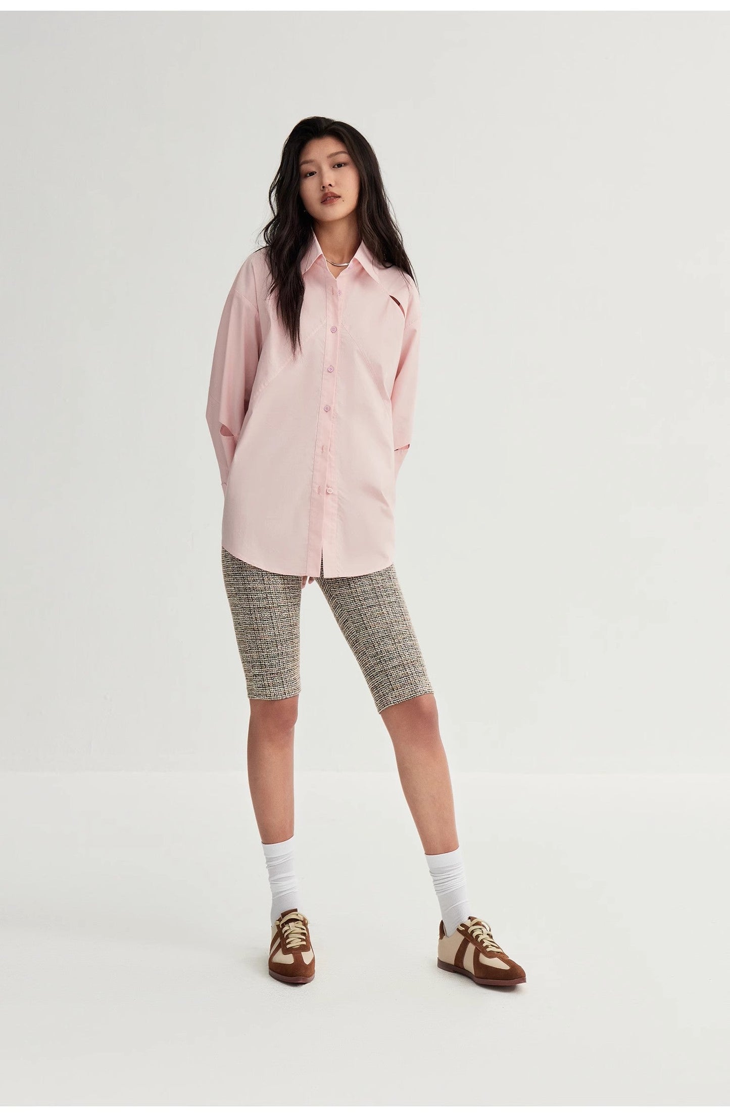 Striped Long-Sleeved Shirt Jacket