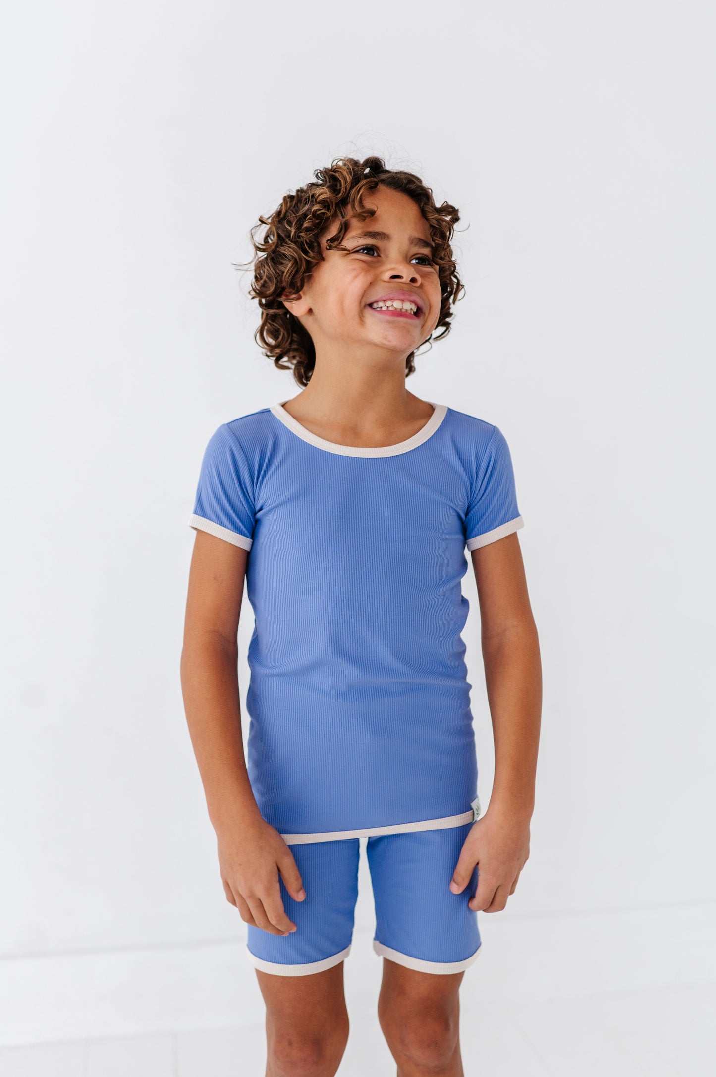 PERIWINKLE | Tee + Biker Shorts RIB SET