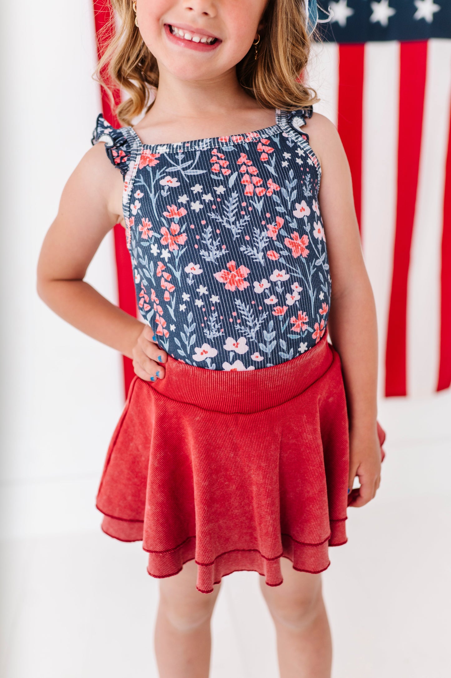 Red RIBBED | Skort