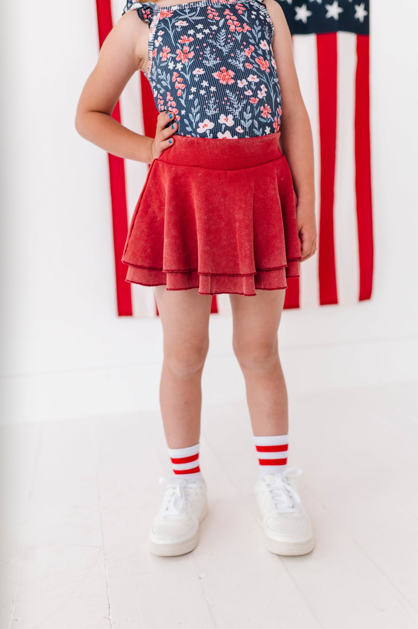 Red RIBBED | Skort
