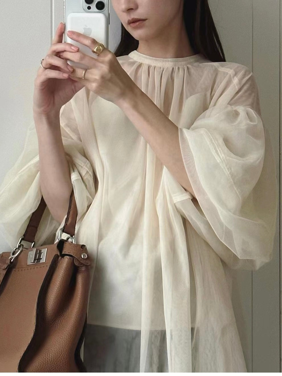 Gauze See-Through Shirt&Camisoles 2 Set