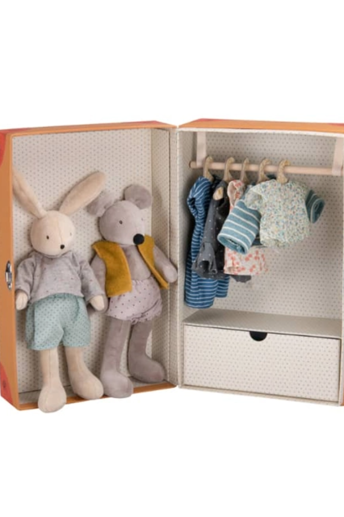Suitcase Rabbit & Mouse Wardrobe - Stuffed Toy