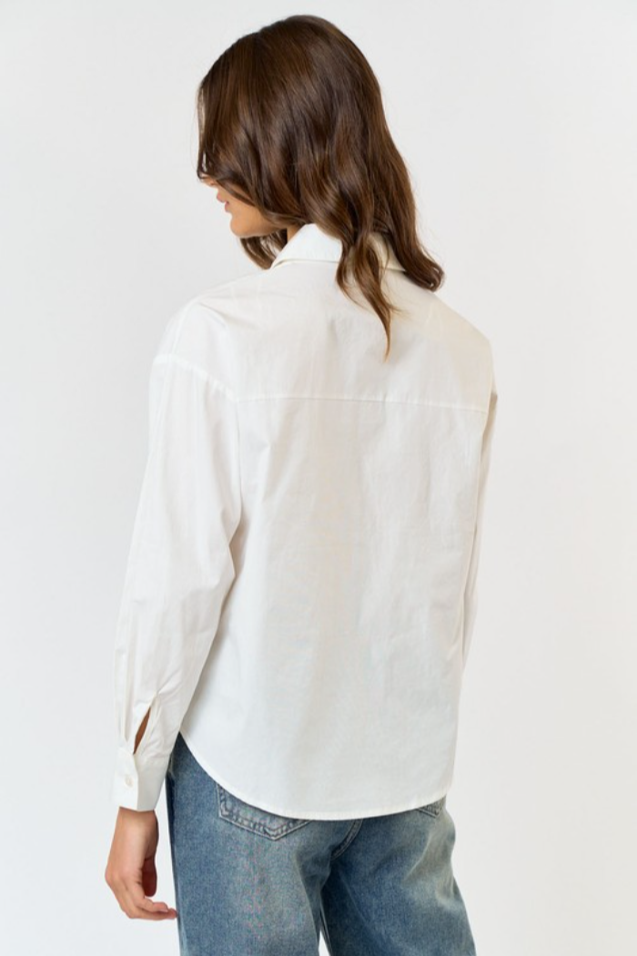 Bow Det Button Front Top