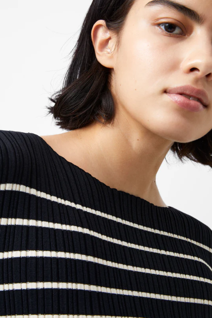 Stripe Crinkle Knit - Black/Classic Cream