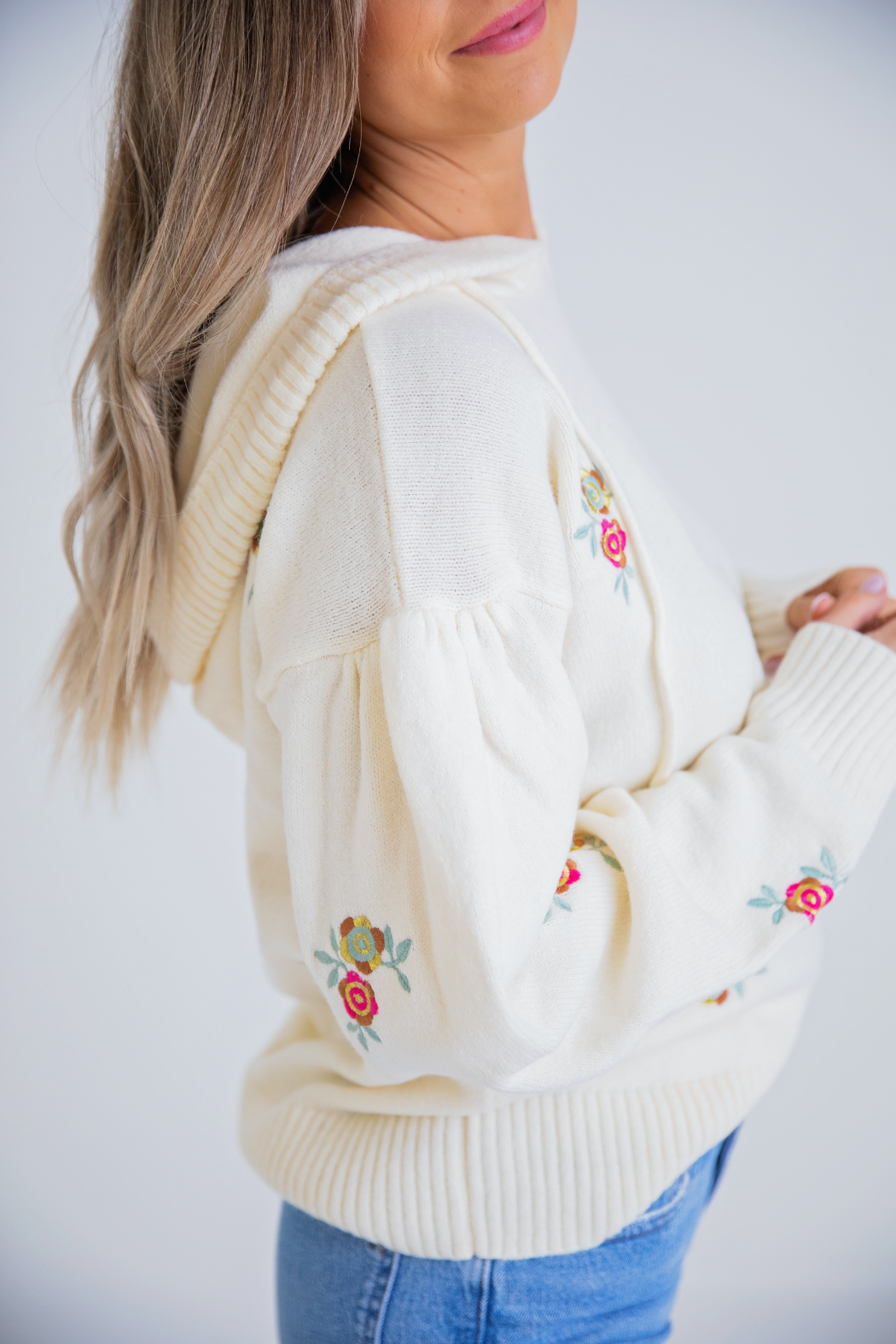 Floral Det Hoodie Sweater