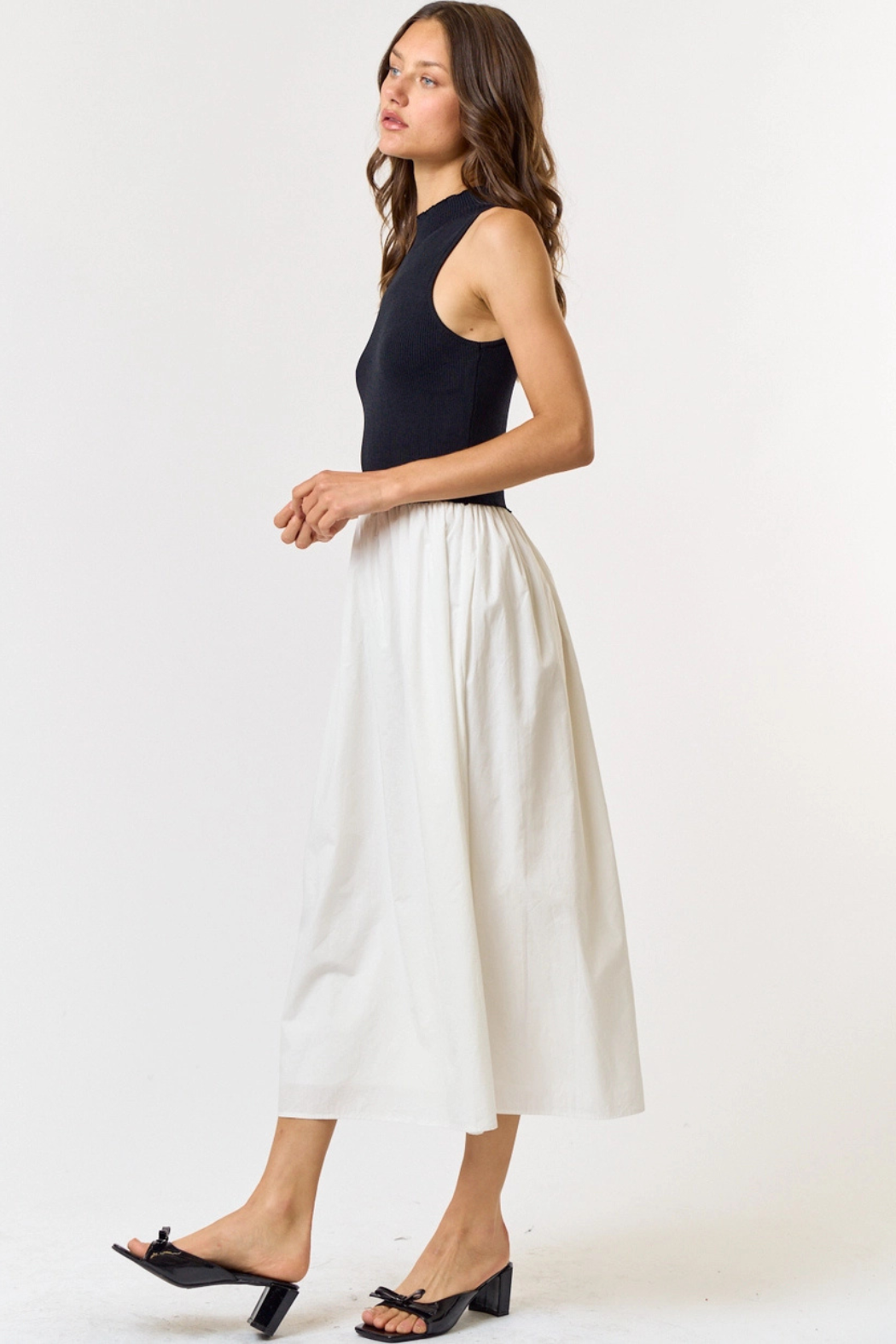 Knit & Poplin Maxi Dress
