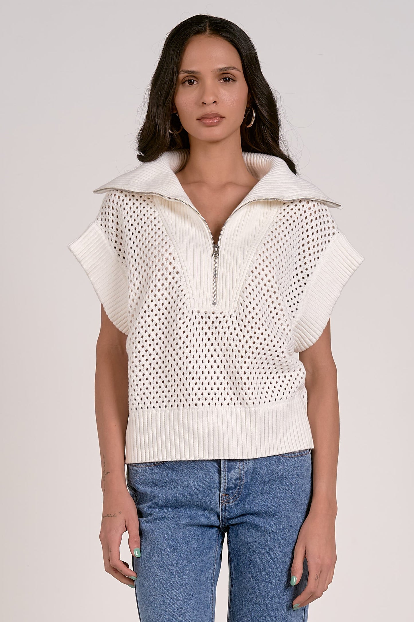 Big Collar 1/4 Zip Sweater