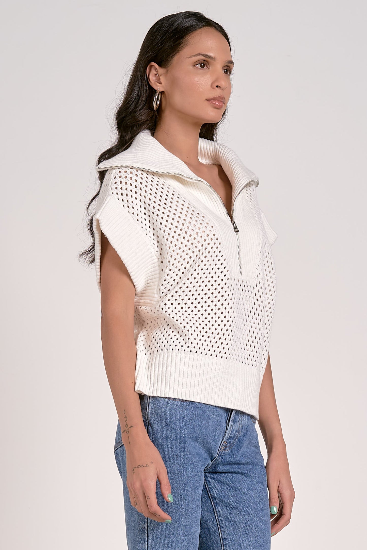 Big Collar 1/4 Zip Sweater