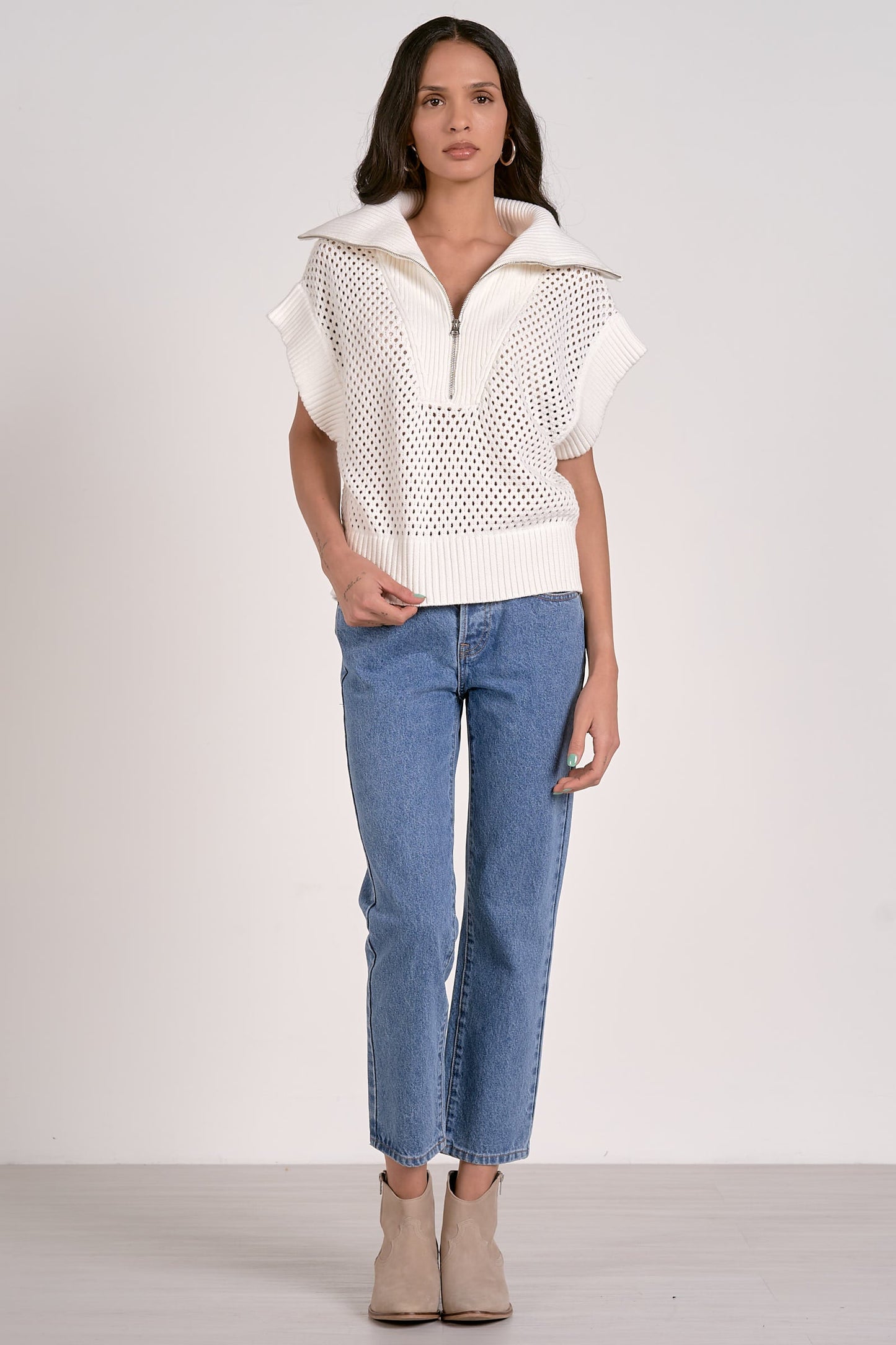 Big Collar 1/4 Zip Sweater