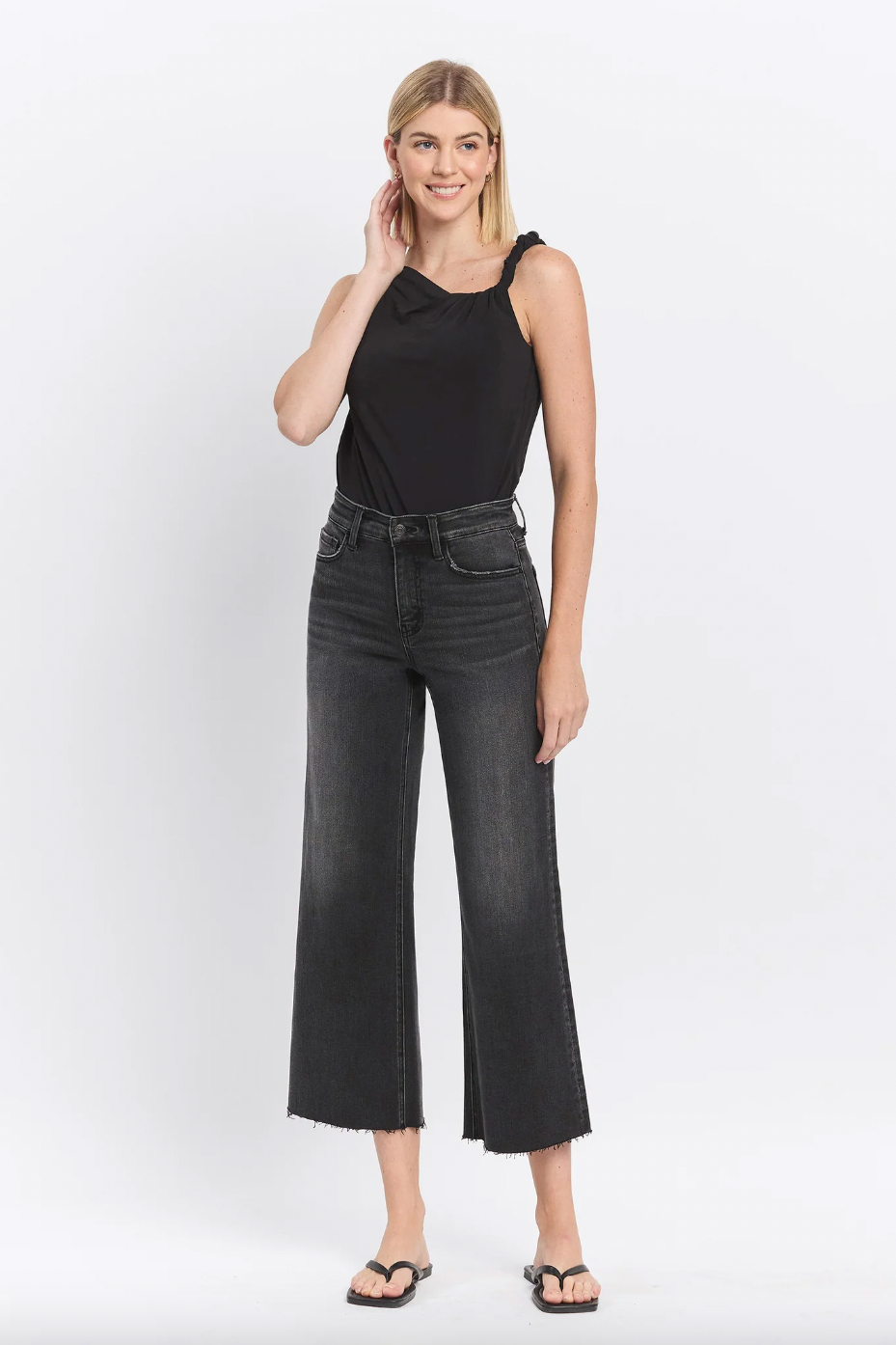 Acerbic High Rise Crop Wide Leg Jean